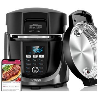 Imagem de Panela de Pressão Elétrica Programável 5,6 Litros 540 em 1 com Função Air Fryer, 1500W 120V, NuWave Duet, Preta