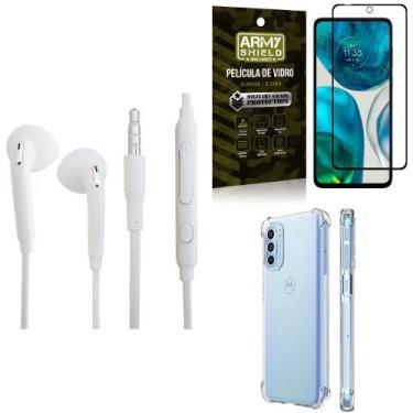 Imagem de Kit Capinha Moto G52 + Fone de Ouvido P2 + Película de Vidro 3D - Army