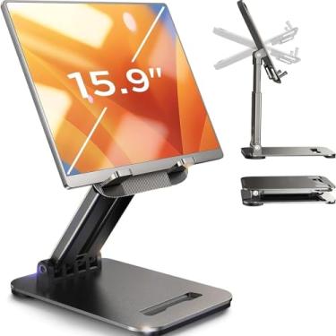 Imagem de LISEN Serve para iPad Suporte Ajustável para Tablet Suporte Portátil para Mesa de Monitor Suporte de Tablet Home Office Essencial Suporte de iPad Acessórios para Tablets/Monitor Portátil/PS/Switch