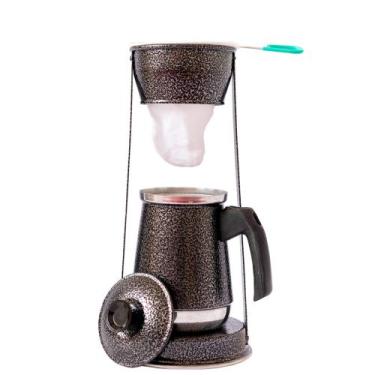 Imagem de Bule Com Mancebo Coador De Cafe Retro em Alumínio - Colorido - Global 