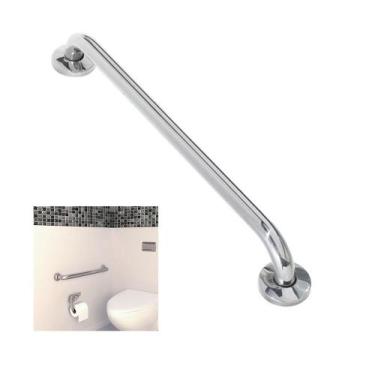 Imagem de Alça Barra de Apoio Inox 80cm Idoso Cadeirante Deficiente Corredor Box