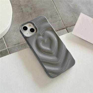 Imagem de Capa de telefone com coração amoroso plissado 3D brilhante para iPhone 15 11 12 13 14 Pro Max Candy Color Wave Shape Creative Soft Back Cover, T7, para iphone 13Pro Max