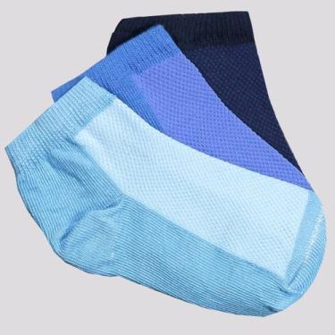 Imagem de Kit Meia Selene 3 Pares Cano Curto Infantil Azul, 17-20