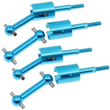 Imagem de 4Pcs Treehobby Aluminum Alloy Drive Shaft Dog Bone Dogbone & Wheel Stub Axle Cup Compatible with Tamiya TT01 TT02 1/10 RC Car Upgrades Parts(Blue)