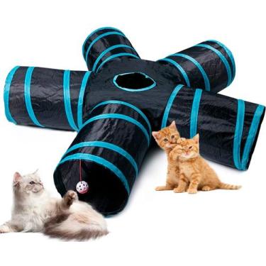 Imagem de Túnel Diversão Pet Cachorro Cão e Gatos 5 saídas Colorido 140 cm x 25 