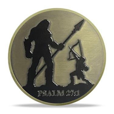 Imagem de Conjunto de presentes de moedas Davi com Golias | Medalhão inspirador do versículo da Bíblia | Presentes baseados na fé para força espiritual e coragem para homens e mulheres