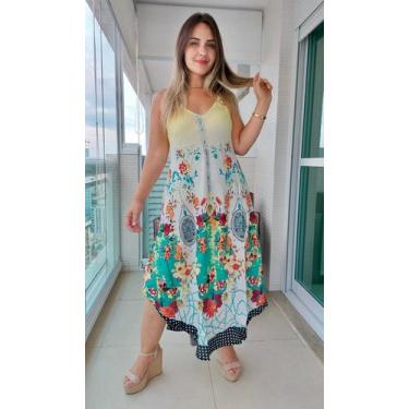 Imagem de Vestido Feminino Indiano Alça c/ Regulagem Trapézio Plus Size-Cod.1701