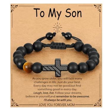 Imagem de P.BLAKE To My Son Pulseira Cruz Presentes de Mãe, Adolescentes Adolescentes Ideias para Presentes para 8 10 12 13 14 15 Anos Aniversário Dia dos Namorados Natal Páscoa Primeira Comunhão Confirmação