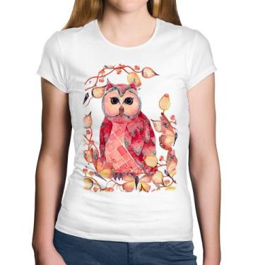 Imagem de Baby Look Algodão Coruja e Folhas - Foca na Moda, Branco, GG