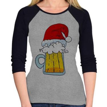 Imagem de Baby Look Raglan Merry Beer Manga 3/4 - Foca na Moda, Cinza, Preto, GG