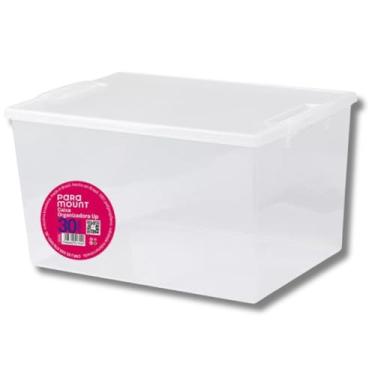 Imagem de Caixa Organizadora Multiuso Transparente 30 Litros com Tampa que trava 46.5 cm x 32.5 cm x 26 cm