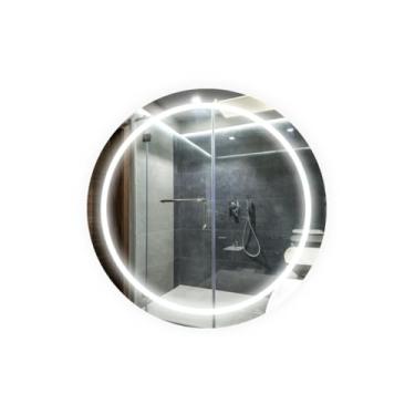 Imagem de Espelho Redondo Jateado 60cm Led Quente Neutro Lapidado Decorativo Banheiro Lavabo Salao