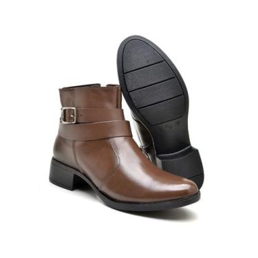 Imagem de Bota Coturno Feminina Couro Casual Zíper Cano Curto Conforto - k Shoes