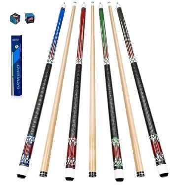 Imagem de Wakefa Conjunto de 4 bastões de sinuca de 147 cm, tacos de sinuca de ponta de 13 mm para bar doméstico, bastões de mesa de sinuca de madeira de bordo para jogadores profissionais de bilhar 47 48 cm 20