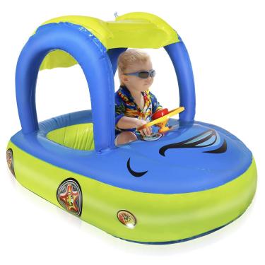 Imagem de Baby Pool Float Zloveleexr em forma de carro com dossel upf 50 +