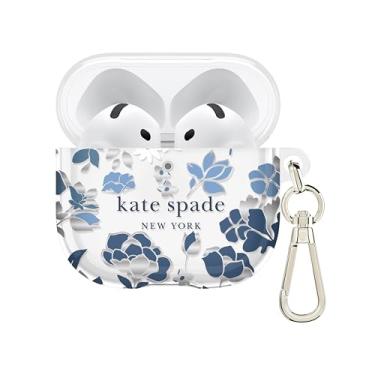 Imagem de kate spade new york Capa protetora para AirPods 4 com chaveiro - azul canteiro de flores, compatível com AirPods 4ª geração