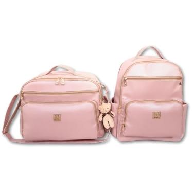 Imagem de Kit Bolsa Mala Maternidade Bebe Enxoval Grande + Mochila + Trocador - Linha Austin (Ouro Rosa)