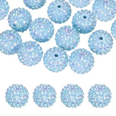 Imagem de PATIKIL Contas de strass de resina de 20 mm para caneta com contas, pacote com 10 bolas de discoteca brilhantes em pedaços redondos de chiclete para chaveiro com contas para fazer joias, artesanato