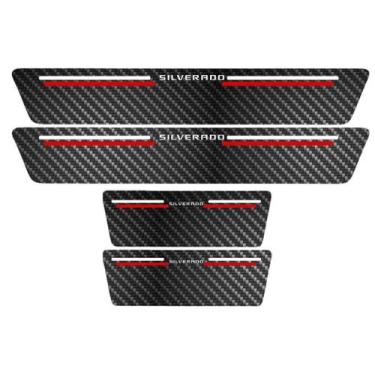 Imagem de Kit Soleira Protetora Porta Premium Red Carbono - Silverado - Jhow Ade