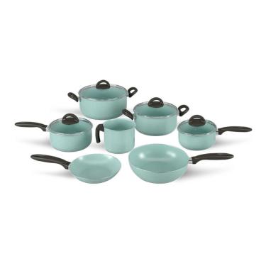 Imagem de Jogo De Panelas 7 Peças Revestimento Cerâmico Antiaderente Mineral Resist Cor Verde Ceramic Life