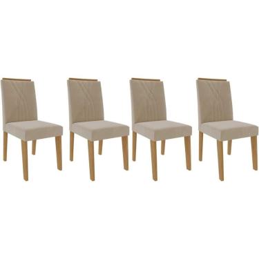 Imagem de Kit 4 Cadeiras Sala Jantar Nicole 4 Un Nature Suede Nude Bege Cimol