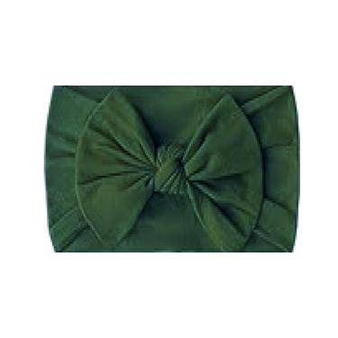 Imagem de Laços De Cabelo Infantil Menina Turbantes De Bebê Fixa Grossa Verde Militar