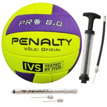 Imagem de Bola Volei Penalty 8.0 Pró Com Calibrador E Inflador C/ NF, Verde limã