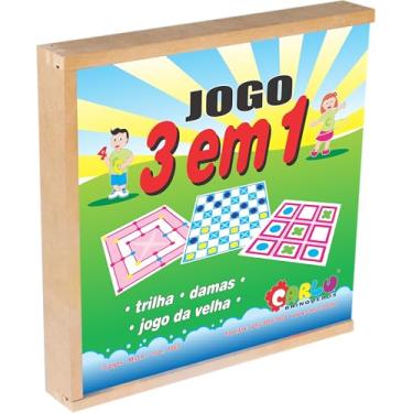 Imagem de Carlu Brinquedos - Trilha, Damas, Jogo de Velha Jogos de Tabuleiro , 3 em 1, 4+ Anos, Multicolorido, 1067