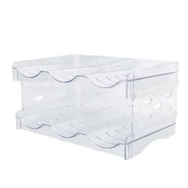 Imagem de Organizador de garrafa de água empilhável Dupa camada de camada transparente Rack de copo de compra de mesa para armário de cozinha Solução de poupança durável Solução (3 garrafas por prateleira)