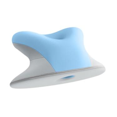 Imagem de XLWLLNJ Almofada de rosto, travesseiro de pescoço, cadeira de massagem, encosto de cabeça confortável, capa removível, almofada de apoio de massagem multiuso, Azul