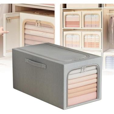 Imagem de Caixa De Armazenamento De Roupas 31l / 50l / 56l Capacidade Estrutura De Aço Espessa Suporte Estável Sem Deformação Dobrável Economiza Espaço Profundidade 55-60cm Laváv, Grey, 50L