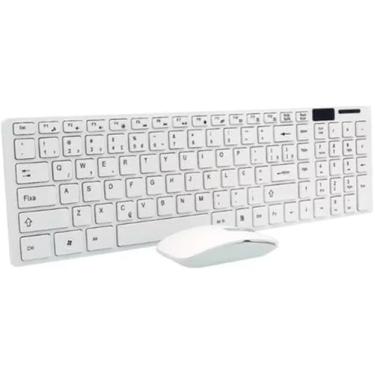 Imagem de Teclado Wireless Ultra Fino + Mouse + Capa Protetora Cor do mouse Branco