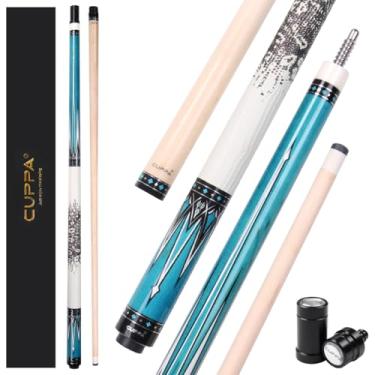 Imagem de CUPPA Taco de sinuca de bordo canadense de 147 cm – Aderência de couro com textura de lagarto de ponta profissional de 12,5 mm para controle de precisão em 9 bolas, sinuca e jogos competitivos! Pronto