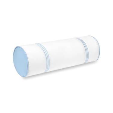 Imagem de Hofdeco Premium Capa de almofada Coastal Grandmillennial Patio Indoor Outdoor Bolster Only, 15.2 cm x 50.8 cm repelente de água para quintal, sofá, piscina, listras bordadas azul bebê