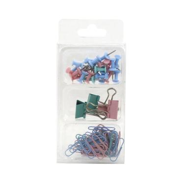 Imagem de Kit Office Le Color Binder Clip 19mm,Clip 28mm e Pinos de Pressão 79 Peças