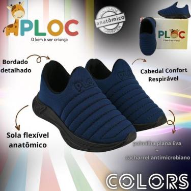 Imagem de Tênis Infantil Ploc Colors Anatômico, Marinho sola preta, 24