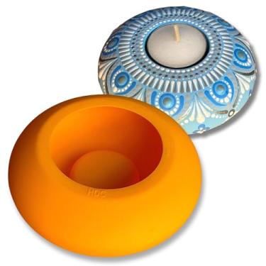 Imagem de Molde de silicone para vela de luz de chá - da Happy Dotting Company - Forma redonda - Moldes de vela Tealight para fundição de cimento - Faça você mesmo e projetos criativos - Arte pontilhada e