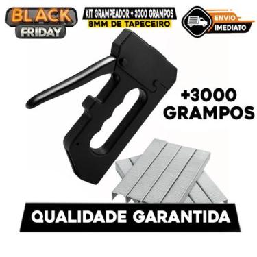 Imagem de Kit Grampeador + 2000 Grampos 8MM de Tapeceiro Alta Pressão Profission