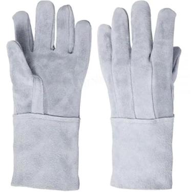 Imagem de Luva de Raspa em Couro Punho 15 Proteção Individual EPI Segurança do Trabalho Soldador Construção Civil Indústria