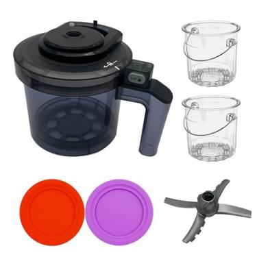Imagem de Pá de substituição, tigela externa com tampa, caneca com tampa, compatível com a máquina de sorvete Ninja Creami: NC301, NC300, NC299AMZ Series (paddle+tigela externa com tampa + 2 pintas com tampa)