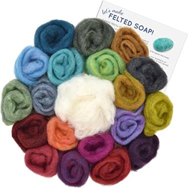 Imagem de Kit de feltragem de sabão: faça seu próprio sabonete feltrado. O kit inclui lã e instruções escritas. Artesanato infantil criativo, ideia de presente, decoração de banheiro, esfoliante natural.