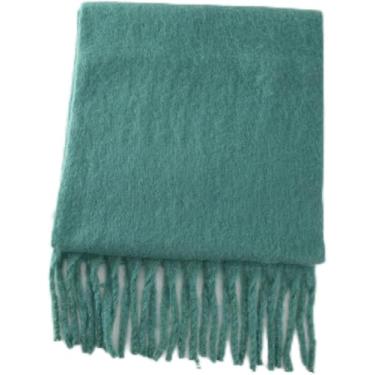 Imagem de Cachecol Para Mulheres Cor Sólida Lenço Macio Engrossado Quente Cor Sólida Lenço Mohair Borla Cachecol Inverno Quente, 4