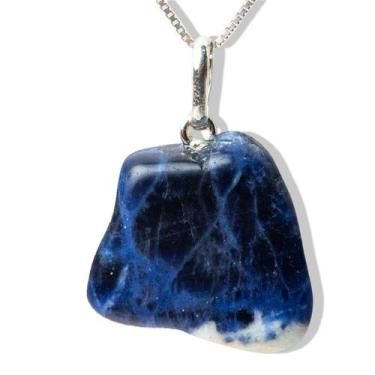 Imagem de Colar Pedrinha Sodalita Montado na Prata 950 - CristaisdeCurvelo