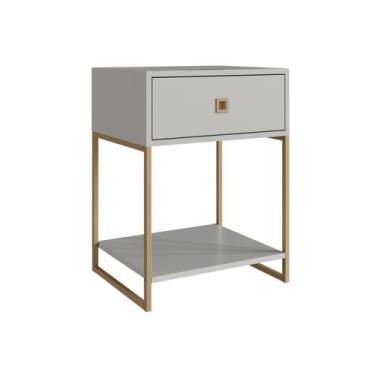 Imagem de Mesa de Cabeceira Industrial 1 Gaveta P1026 Arena Placa e Ponto