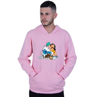Imagem de Moletom Unissex Canguru Lilo Stitch Banho - Lafre, Rosa claro, P