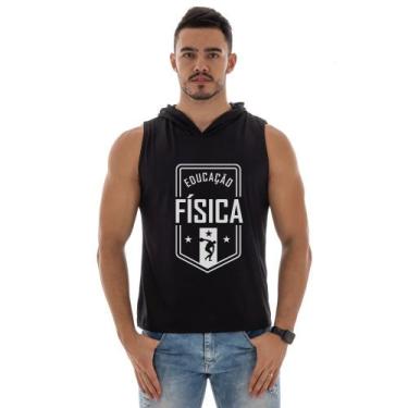 Imagem de Camiseta Regata Com Capuz Esportiva Treino Liso Estampa Personalizada 