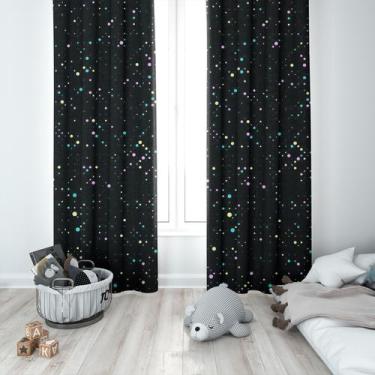 Imagem de Cortina Tecido Oxford Quarto Infantil Preto Brilho Neon - 140x220cm - 