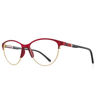 Imagem de OLIEYE Óculos de leitura de acetato para mulheres, retro, olho de gato, óculos de computador, com dobradiças de mola, pernas de acetato, 53 mm - vermelho, Free