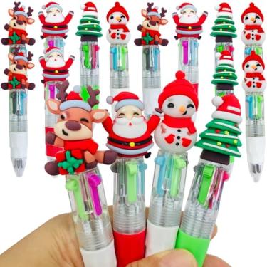 Imagem de Mini caneta multicolorida de Natal em uma 4 em 1 lindas canetas esferográficas kawaii de tinta sortidas para crianças, presente de aniversário, férias de inverno, presente de estudante, material