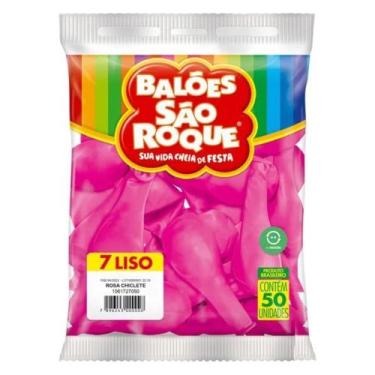 Imagem de Balão Bexiga São Roque Liso Nº 7 Redonda C/50 Rosa Chiclete